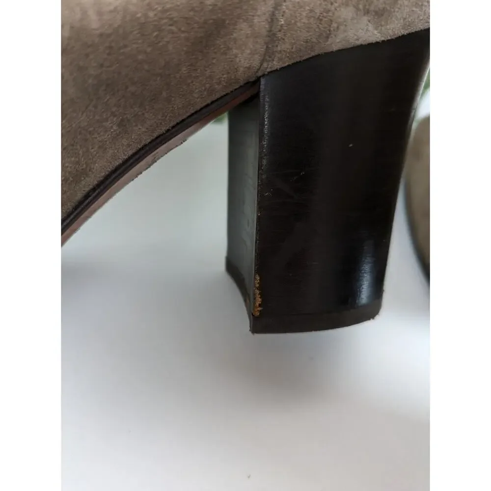 Aquatalia Boots Frida Ankle Boots Suede Chelsea Taupe Ban Block Heel Size 8